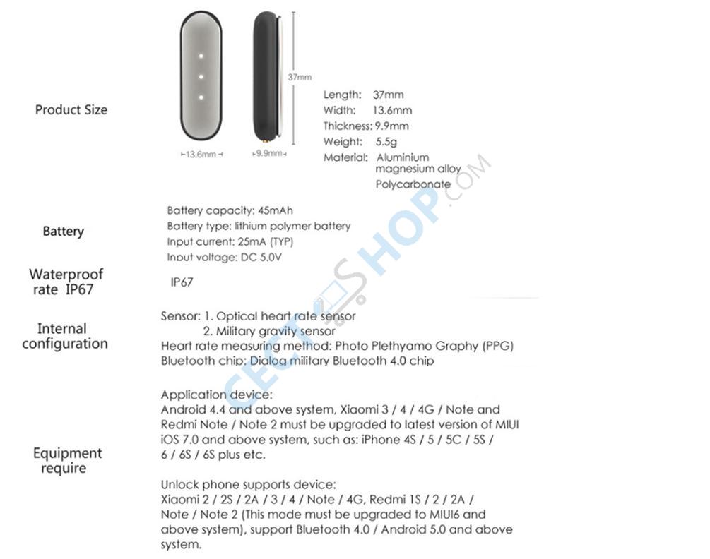 original xiaomi mi band 1s ip67 with heart rate monitor