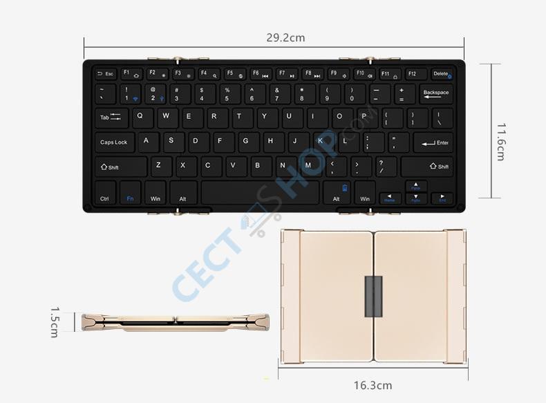 BOW TriFoldable Bluetooth Backlit Keyboard HB099B (White)